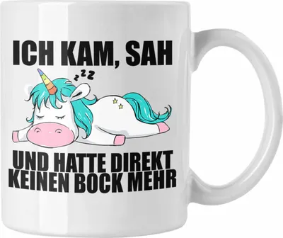 Produktbild von Trendation - Einhorn Tasse mit Spruch Geschenk Arbeitskollege Kollegin Kaffeetasse Büro (Weiß)