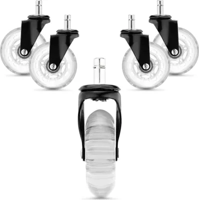 Produktbild von kwmobile Bürostuhl Rollen 5er Set - Hartbodenrollen für Schreibtischstuhl 10mm x 22mm - Stuhlrollen Parkett Bodenschutzrollen - transparent