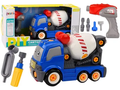 Produktbild von Ciężarówka Betoniarka Kreskówkowa Do Skręcania DIY Niebieska