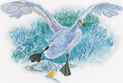 Immagine prodotto di Set per punto croce RTO "Oca bianca sulla neve bianca", schema contato, 36,5x24,5cm