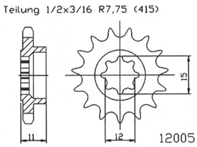 Produktbild von Esjot Kettenrad 415 12z Standard