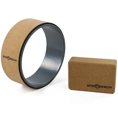 Produktbild von Sporttrend 24® Yoga Wheel Cork + Yoga Block Cork, Yogarad für Yoga Pilates Gymnastik