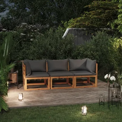 Image de Maison Exclusive - Canapé de jardin 3 places avec coussins, en bois d'acacia massif