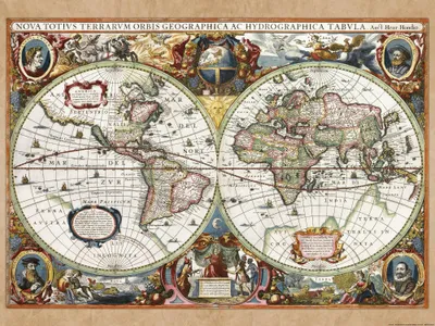 Obrázok produktu pre Historické mapy umelecká tlač obrazu - Mapa sveta, Nova Totius Terrarum, 1630 (60 x 80 cm)