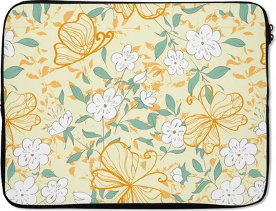 Produktbild von MuchoWow® Laptop Hülle 17 Zoll Laptoptasche Blumen - Sommer - Muster - Zipper - Schutzabdeckung