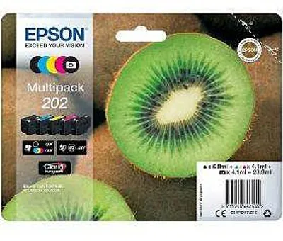 Obrázok produktu pre Epson - Atramentová kazeta Epson 202 T02E74 Black + 3 KL + F -Zws | Vyfúknuť 5 kusov | 5 kusov