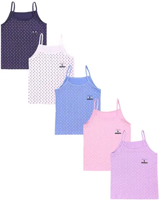 Produktbild von TupTam Mädchen Unterhemd Spaghettiträger Top 5er Pack, Farbe: Herzen Blau Rosa Lila Ecru Violett, Größe: 122-128