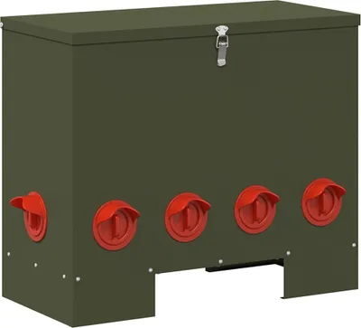 Imagen del producto de vidaXL Comedero para gallinas, color verde oliva, 60,5 x 29 x 51 cm, capacidad de 25 kg
