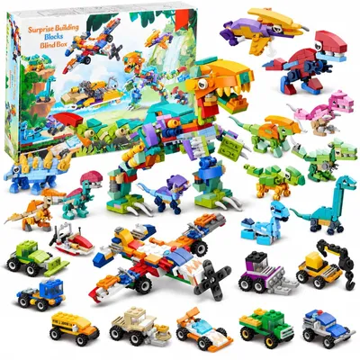 Produktbild von Adventskalender 2026 Kinder Spielzeug Bausteine 24 Überraschungen Weihnachten Countdown Geschenke Auto Konstruktionsspielzeug Dinosaurier und Autos B