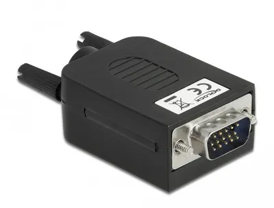 Produktbild von DeLOCK 66258, VGA 15 Pin, 10 Pin Terminalblock, Schwarz, 26/18, -20 - 105 °C, 34,4 mm, 51,8 mm