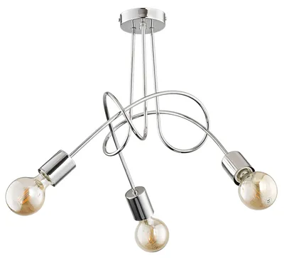 Produktbild von Deckenleuchte Metall E27 48 cm breit Chrom 3-flammig Retro Design