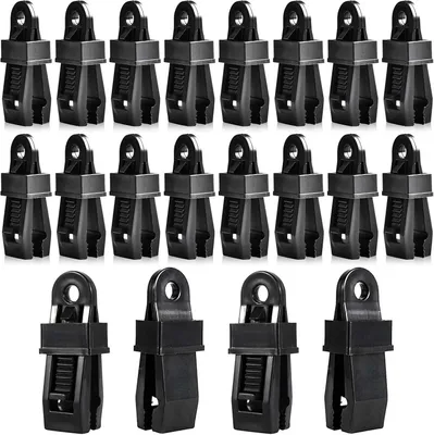 Produktbild von Schwarze Planenclips, 20 Stück zur Befestigung von Planen, Clips für Sonnensegel und Zelt