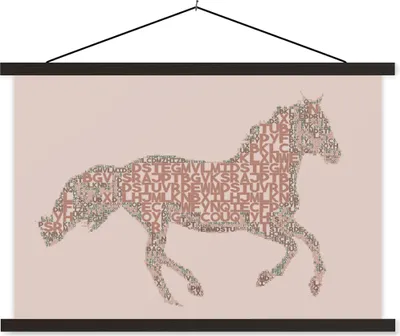 Produktbild von MuchoWow® Textilposter Pferd - Briefe - Rosa - Mädchen - Kinder - Mädchen 120x80 cm mit schwarzem Rahmen - Wanddeko
