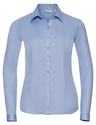 Produktbild von Russell Collection - Hemd für Damen Langärmlig LT4404 (XXL) (Hellblau)