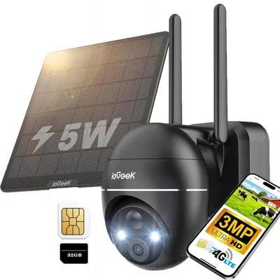 Produktbild von ieGeek 4G LTE Solar-Außenkamera 2K mit PIR