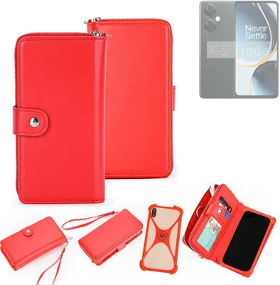 Produktbild von K-S-Trade 2in1 Schutzhülle Portemonnee Handyhülle mit Bumper kompatibel mit OnePlus Nord N30 5G Hülle Case Etui Geldbörse Smartphone rot (1x)