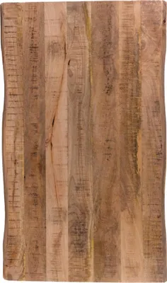 Produktbild von Holzplatte 100x60 cm Toni, Tischplatte aus Mangoholz massiv + raue Oberfläche, Baumkanten-Platte für Heimwerker, geeignet für Arbeitsplatten, Tische & Fensterbretter