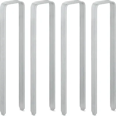 Produktbild von Famanu Grundpinnen Set von 4 - U-förmige, verzinkte Bodenanker - stabil XXL - HBD 30 x 6 x 25 cm - Silber