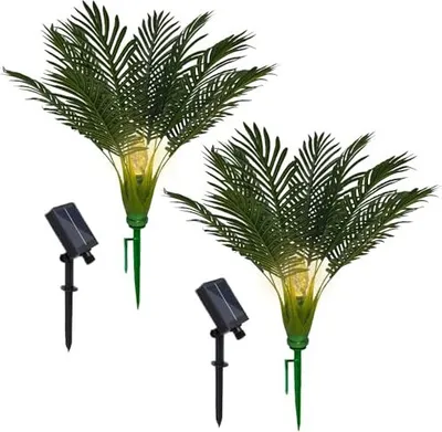 Produktbild von Solarpalmelichter, künstliche Pflanzen im Freien im Freien, 8 Beleuchtungsmuster, Gartendekoration, Pfad Landschaftslichter Hof, Terrasse, Rasen,