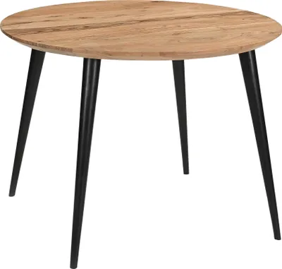 Produktbild von Esstisch Massivholz rund, 105 cm Durchmesser, Schweizer Kante, Akazie massiv naturfarben, Vierfuß-Gestell, KIMBERLY