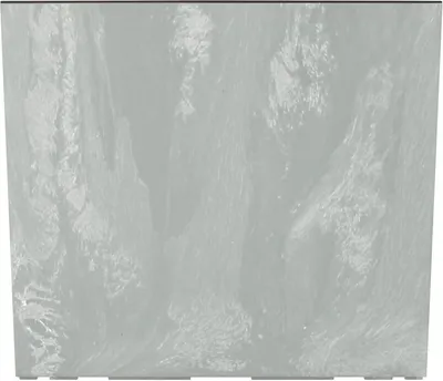 A close-up view of a gray planter with a textured surface.