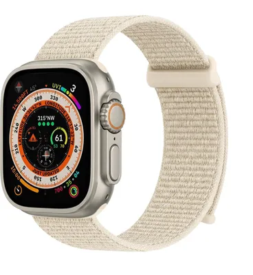 Produktbild von Smartwatch Armband für Apple Watch Ultra 3 49mm Nylon Textil Band Ersatzband Wechselband Klettverschluss flexibel atmungsaktiv Beige
