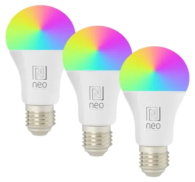 Produktbild von IMMAX NEO LITE SMART 3er-Set LED-Lampen E27 11W RGB+CCT, dimmbar, WLAN, Beacon, DO, TUYA