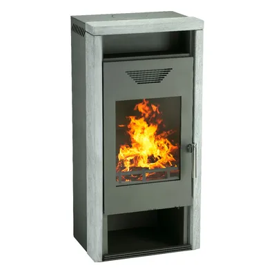 Produktbild von Kaminofen Wamsler KF 101 Yara Stahl gussgrau / Naturstein 8kW