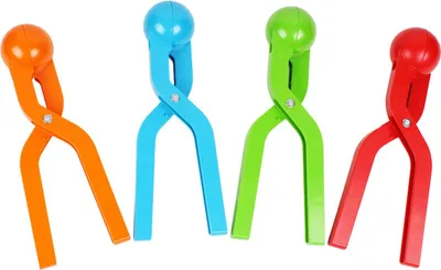 Four colorful snowball makers are arranged side-by-side against a white background.
