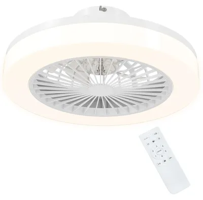Produktbild von Deckenventilator mit LED-Lampe, 6 Geschwindigkeiten, Fernbedienung, Weiß