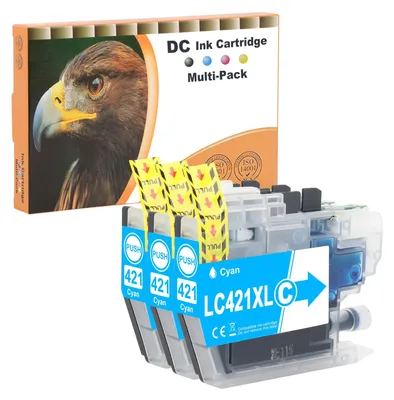 Produktbild von D&C LC421XL Druckerpatronen Kompatibel für Brother LC421 XL Multipack für Brother DCP-J1050DW Patronen MFC-J1010DW DCP-J1140DW Patronen (Cyan, 3-Pack)