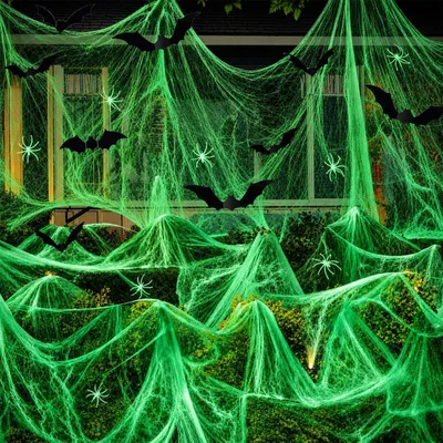 Produktbild von Lichtgevwebtes Spinnennetz, Halloween Dekoration, leuchtend, für Innen und Außen