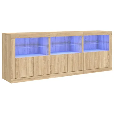 Image de Buffet avec lumières LED chêne sonoma 181,5x37x67 cm