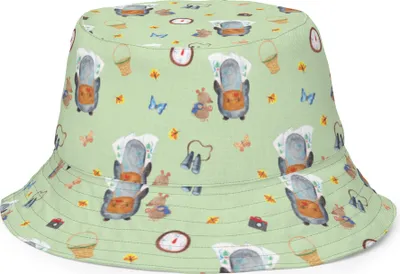 Produktbild von Mr. & Mrs. Panda Sonnenhut Pinguin & Maus Wanderer Größe S/M - Grün - Geschenk, Abenteuer, Wandern, Fischerhut, Sommerhut, Roadtrip, Ausflug, Sommermütze, Anglerhut