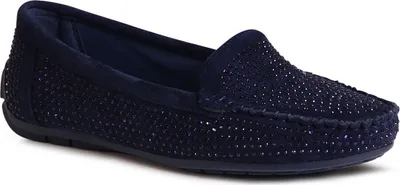 Produktbild von topschuhe24 2984 Damen Glitzer Mokassins Komfort Slipper , Farbe:Dunkelblau, Größe:38 EU