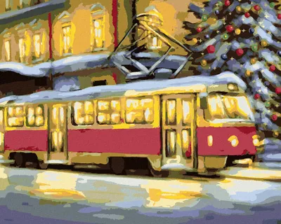 Produktbild von Zuty - Malen nach Zahlen - STRASSENBAHN MIT WEIHNACHTSBAUM, 40x50 cm, ohne Keilrahmen