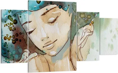Produktbild von Bild auf Leinwand - Leinwandbild - Frau modern - 160x90cm - Wand Bild - Wanddeko - Wandbilder - Leinwanddruck - Bilder - Kunstdruck - Wanddekoration - Leinwand bilder - Wandkunst - DL160x90-3580