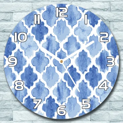 Produktbild von Wanduhr aus Glas Rund fi 30 Blau marokkanischer Quarz Deko Schlafzimmer Büro