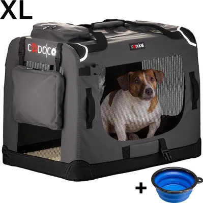 Produktbild von Hundetransportbox XL 82x56x58cm, faltbar, mit Netzbelüftung, waschbare Decke