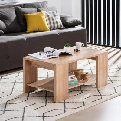 Immagine prodotto di Dmora Tavolino da Salotto Piraino 91x51x42h cm Marrone Rovere, un Vano Forma Rettangolare