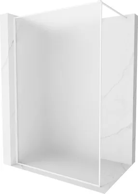 Produktbild von Mexen Kioto-XF Duschwand Walk-in mit Rahmen 130 x 202 cm, Mattglas 10 mm, weiß - 800-130-104-20-30-X