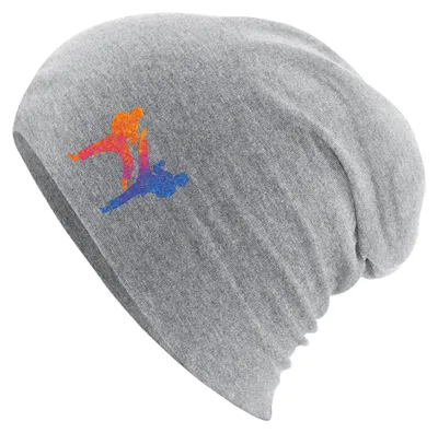 Produktbild von Huuraa Beanie Taekwondo bunte Silhouette Heather Grey One Size Baumwolle und Elasthan Mütze Geschenkidee