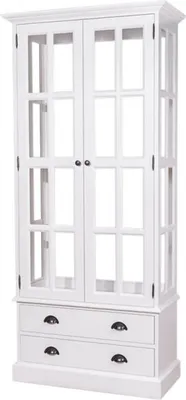 Produktbild von Casa Padrino Landhaus Vitrinen Schrank Küchenschrank Weiß 90 x H 200 cm - Esszimmer Schrank Wohnzimmer Antik Landhaus Stil Vitrine