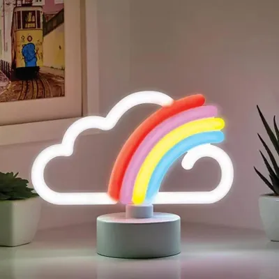 Image de Lampe LED NEON, lampe décorative sur pied, arc-en-ciel sur nuage, env. 16 x 8,5 x 13 cm