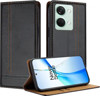 Produktbild von Handyhülle für OnePlus Nord 3 Leder Flip Klappbare Schutzhülle mit Standfunktion Schwarz