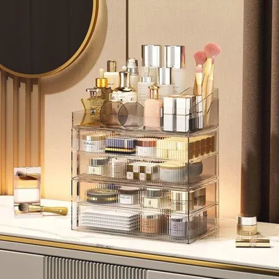 Image de Rangement transparent à 4 étages pour produits de beauté et de soin
