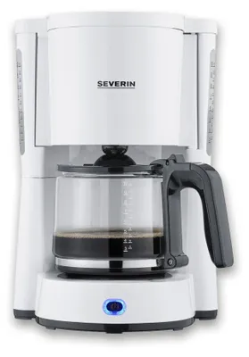 Produktbild von Severin Kaffeemaschine "Type" mit Glaskanne, aromatischer, schneller und leise gebrühter Kaffee, bis zu 10 Tassen, Filterkaffeemaschine, weiß, KA 4816