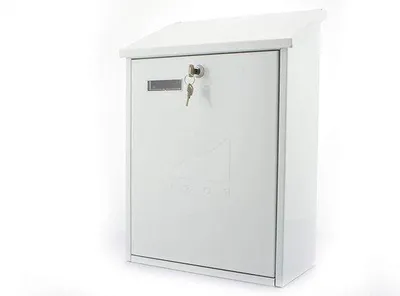 Image de Boîte aux lettres murale - blanche, avec clé et plaque nominative
