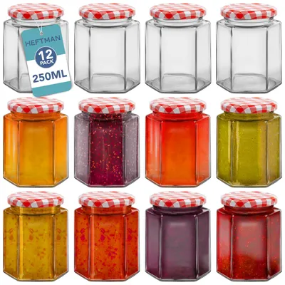Productafbeelding van Set van 12 jampotten van glas met luchtdicht deksel, 250 ml
