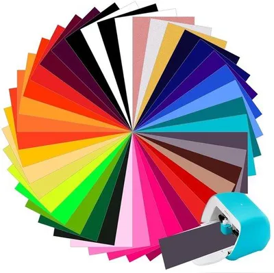 Produktbild von Flexiblere Textilfolie für Cricut Plotter - 40 Stücke - 14 x 30,5 cm - Wärmeübertragendes Textilvinyl - Flexfolienrollen für Kleidung und Bastelprojekte